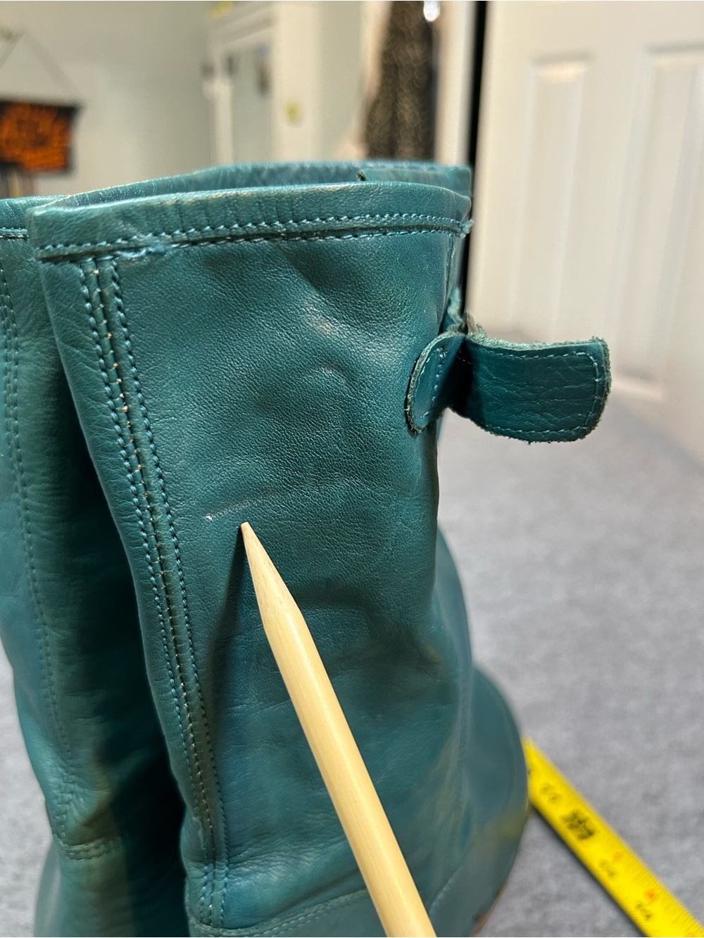 BRONX Wedge buttery teal leather boots studded Round Toe Leather Shoes W 10 eu 4 - Picture 16 of 16
